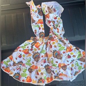 Colorful Turkey Print Kids Skirt